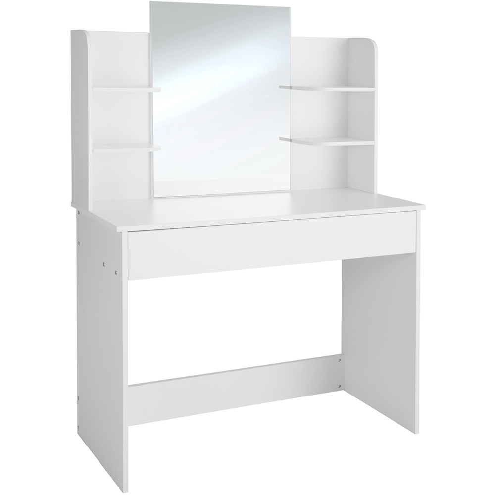 Tectake Camille Single Drawer 4 Shelf White Dressing Table with Mirror Image 2