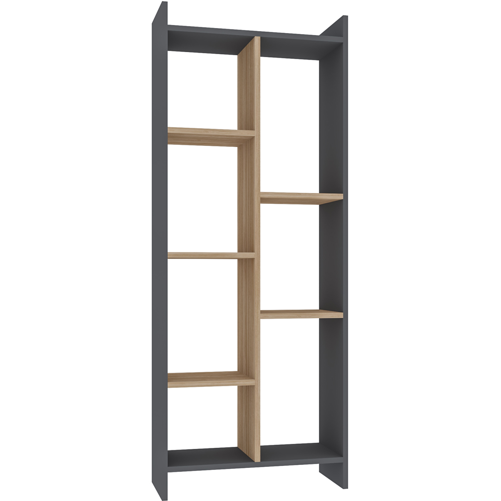 Decorotika Eden 7 Shelf Anthracite and Oak Freestanding Bookcase Image 2