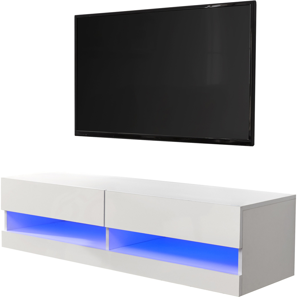 GFW Galicia White Small Wall TV Unit with LED Image 2