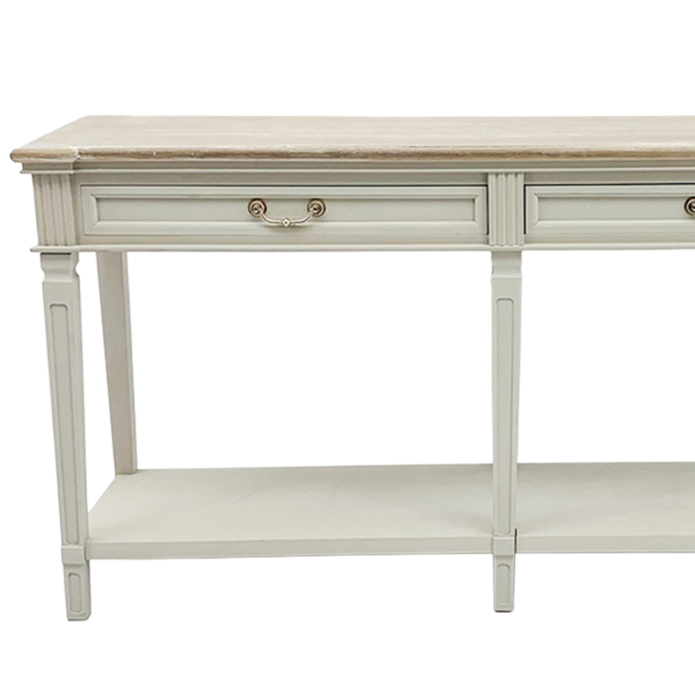 Acacia Home 2 Drawer Cream Wooden Side Table Image 3