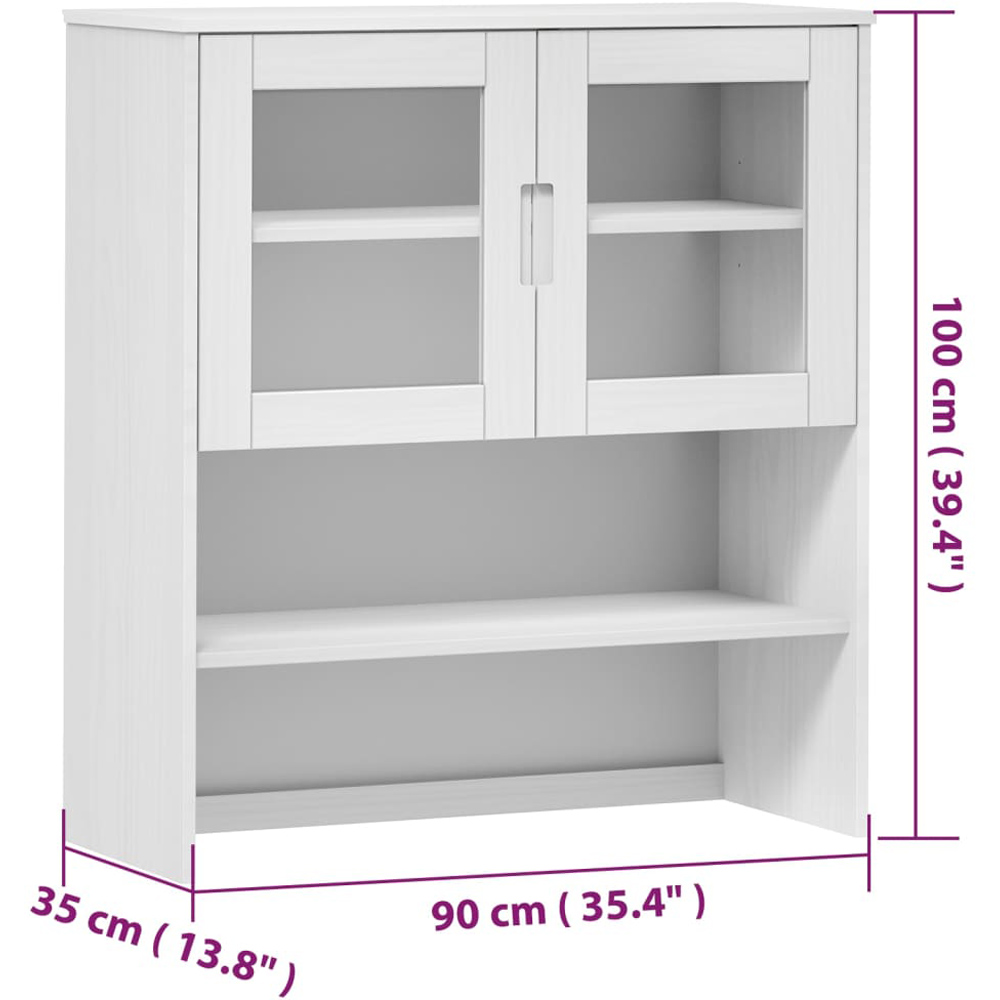 vidaXL Molde 2 Glass Door Single Open Shelf White Highboard Top Image 6
