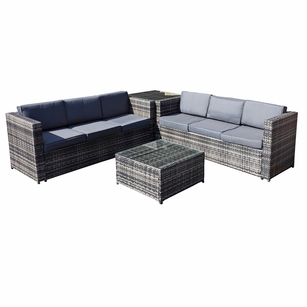 Oseasons Malta 6 Seater Walnut Grey Rattan Corner Sofa Set Image 2