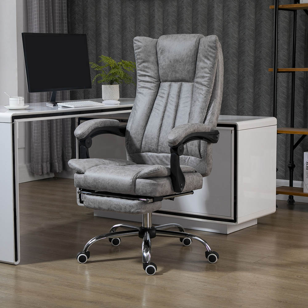 Portland Grey Microfibre Swivel Office Desk Chair Image 1