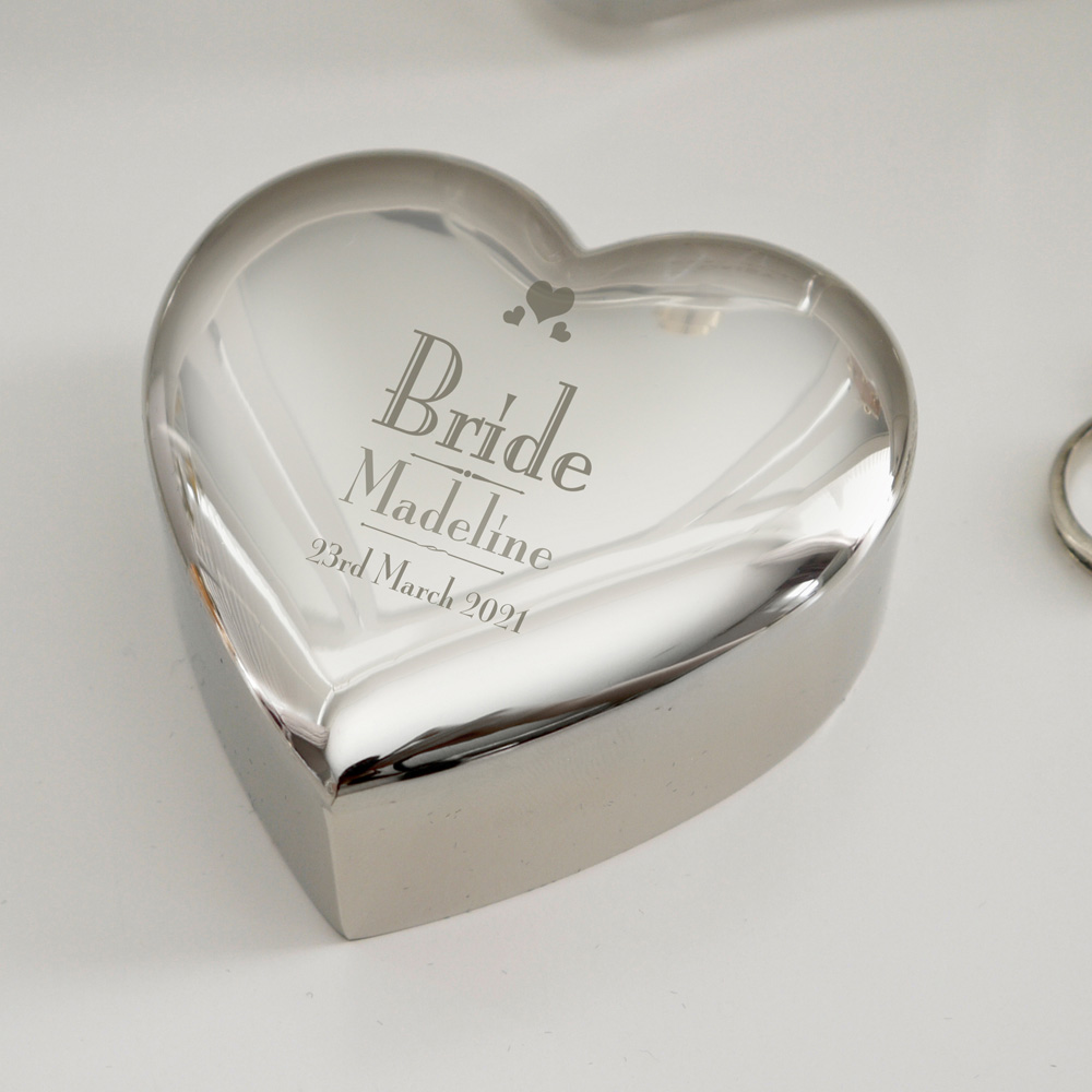Personalised Memento Personalised Wedding Bride Heart Trinket Box Image 2