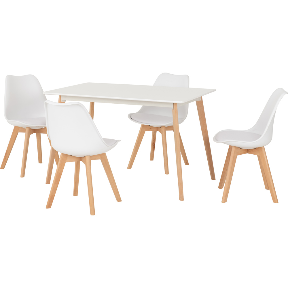 Seconique Bendal Faux Leather 4 Seater Dining Set White Beech Image 2