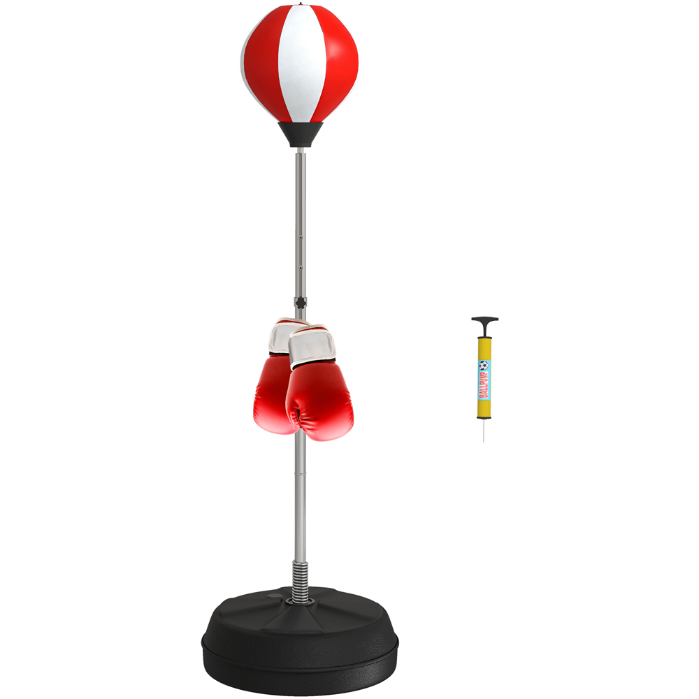 HOMCOM Red and White Height Adjustable Standing Punching Bag Set Image 1