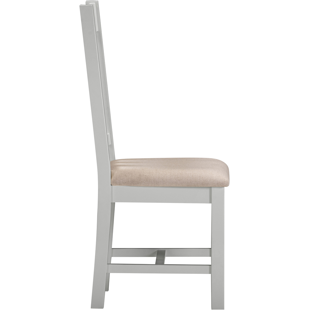 Seconique Windsor Sey of 2 Pebble Grey and Oat Fabric Slatted Dining Chair Image 4