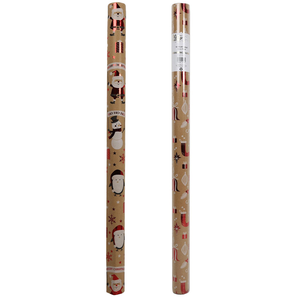 Kraft Foiled Wrapping Paper 8m - Brown Image 1