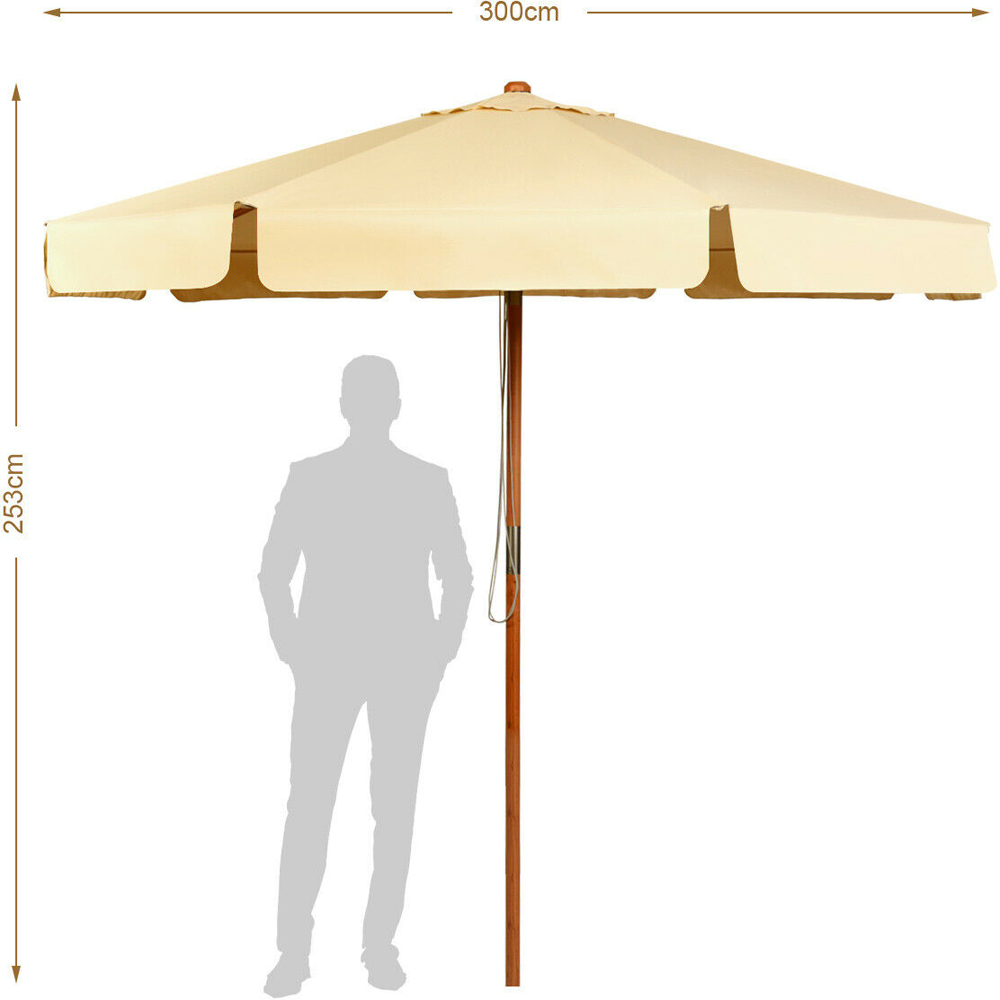 Costway Beige Crank and Tilt Garden Parasol 3m Image 9