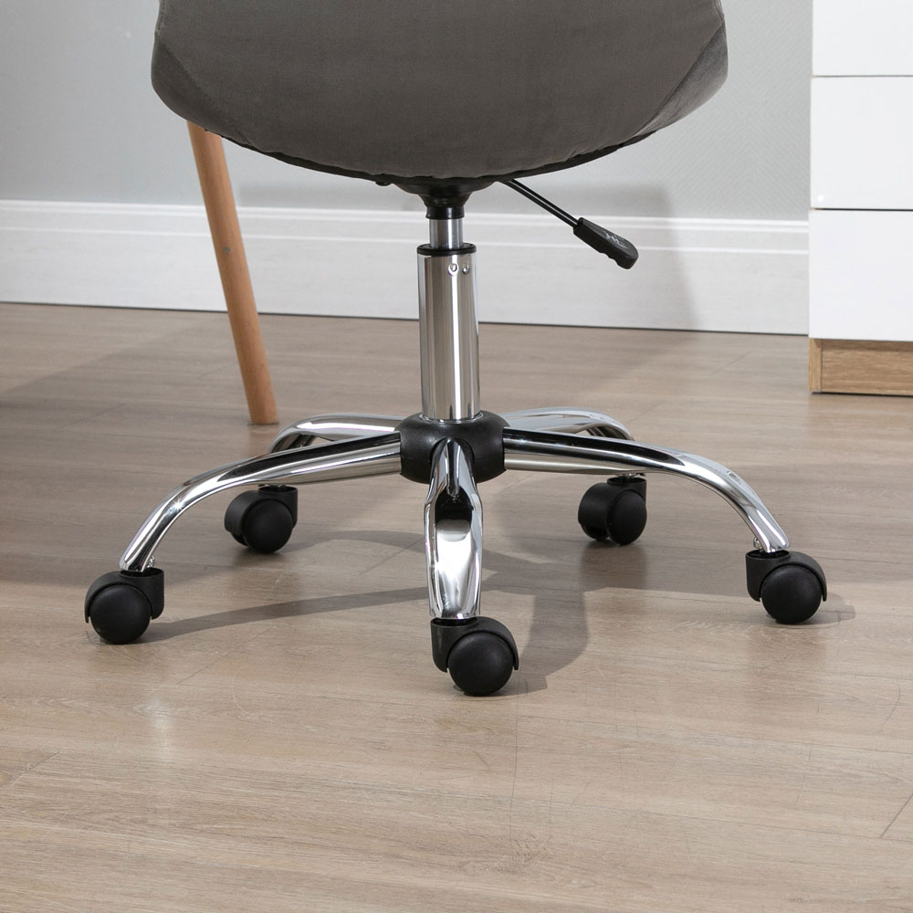 Portland Grey Velvet Swivel Armless Office Chair Image 3