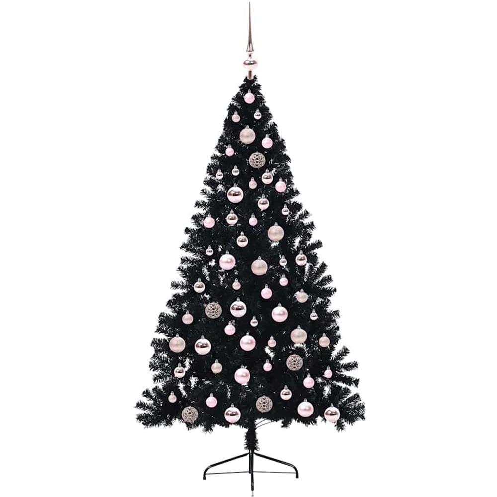 vidaXL Pre-Lit Pink Bauble Black Artificial Christmas Tree 6ft Image 2