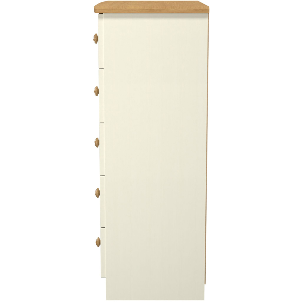 Crowndale Warwick 5 Drawer Cream Ash and Oak Chest of Drawers Image 3