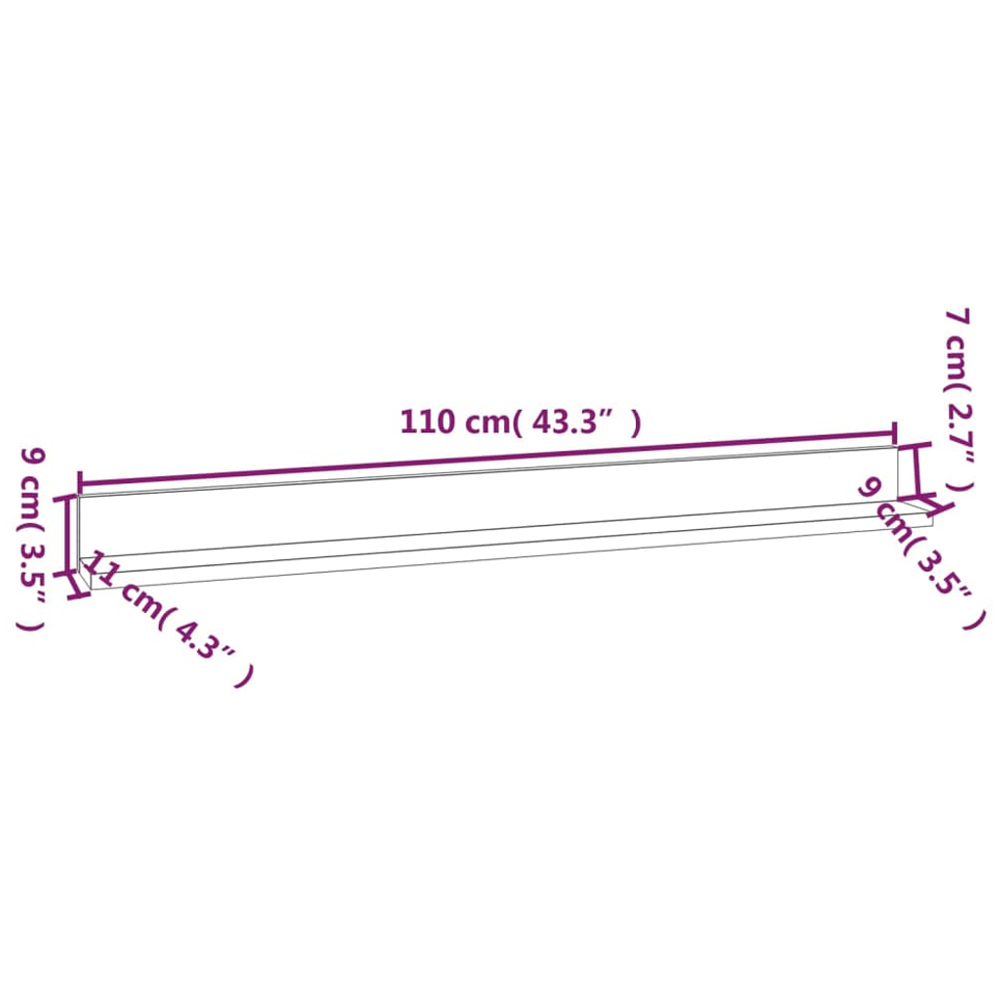 vidaXL 110cm Set of 2 Natural Solid Pine Wood Floating Wall Shelf Image 7