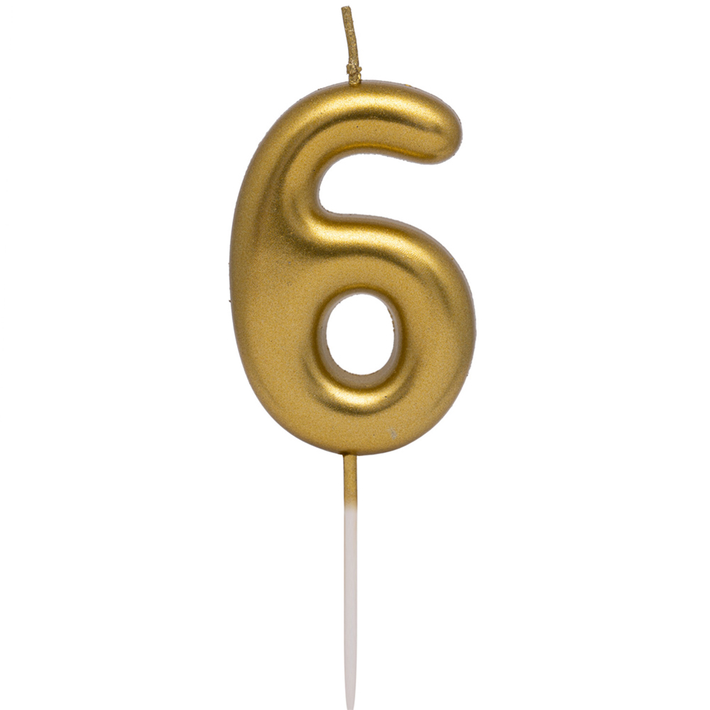 My Party Gold Number Candle - Gold / 6 Image 1