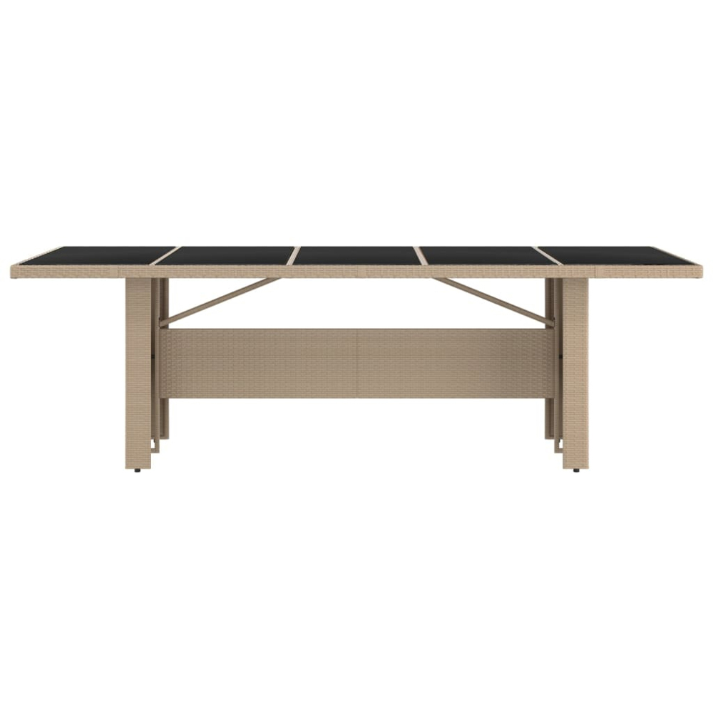 vidaXL 8 Seater Beige Polyrattan Tempered Glass Tabletop Garden Table Image 3