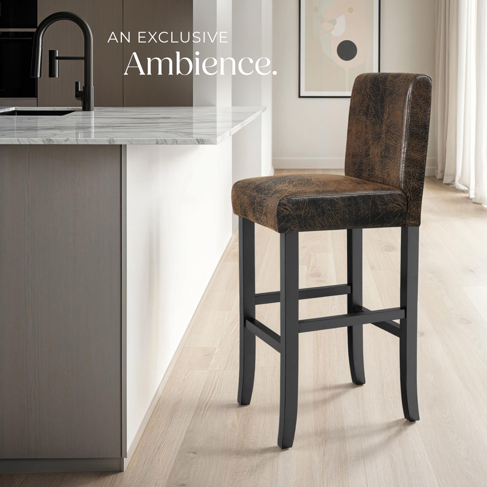 Tectake Antique Brown Leather Padded Bar Stool Image 7
