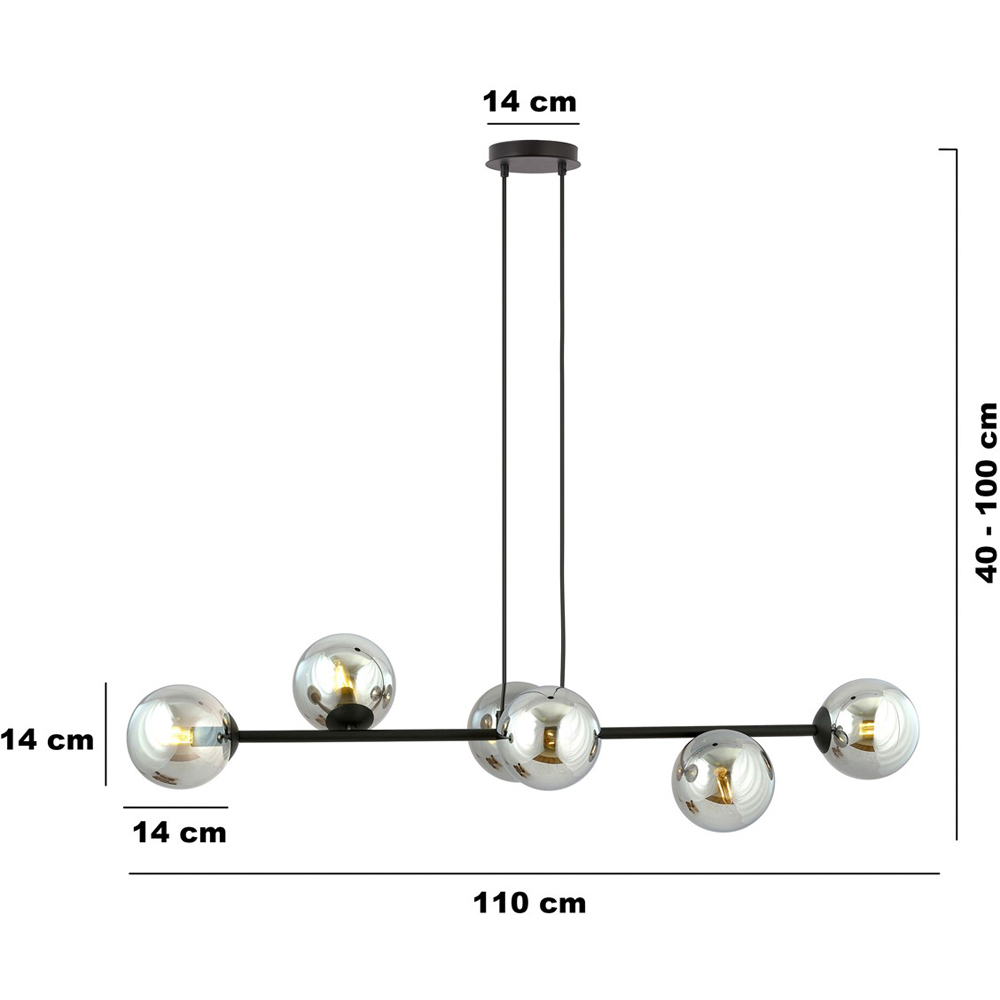 Emibig Rossi 6 Light Graphite Shade Black E14 Ceiling Pendant Light Image 9