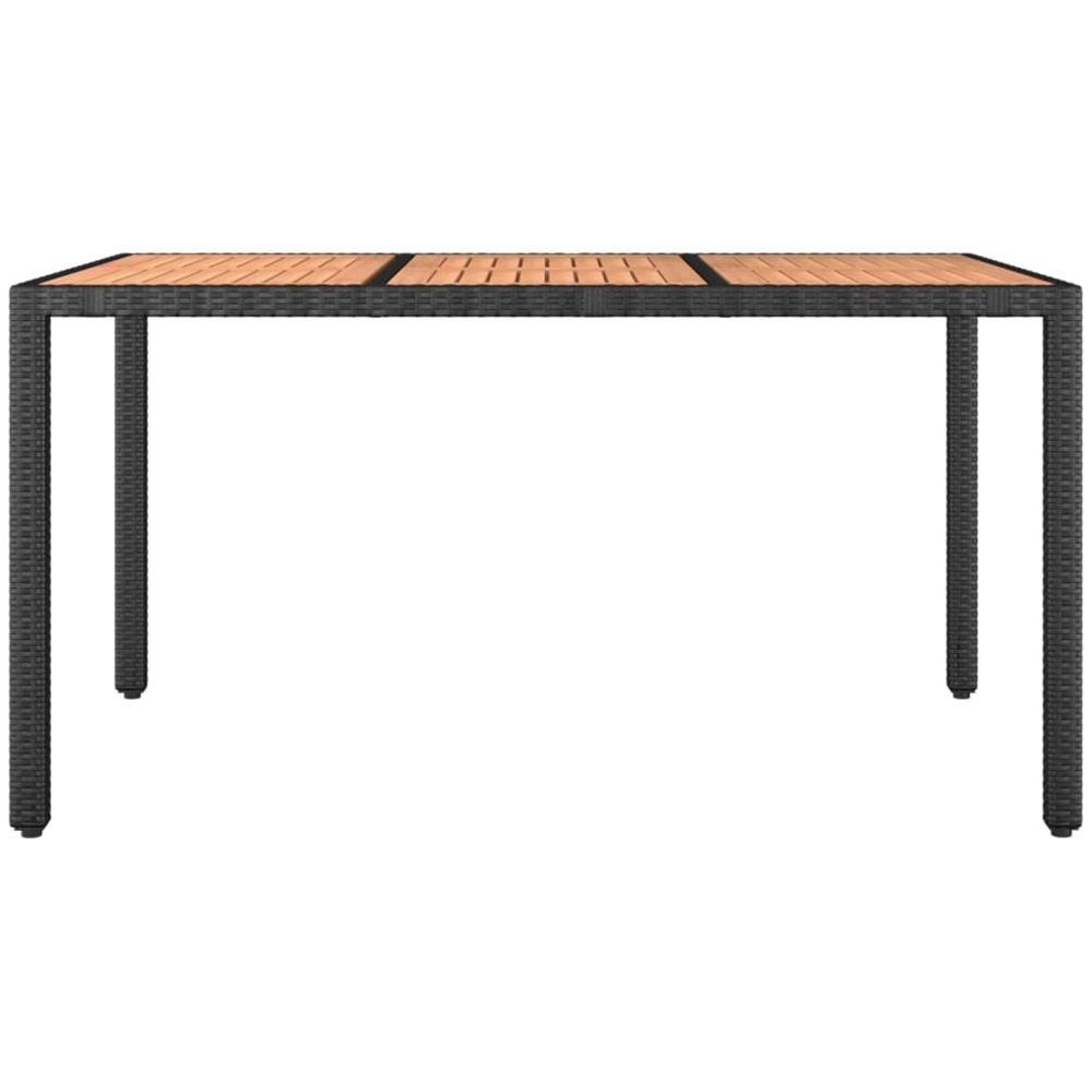 vidaXL 6 Seater Black Polyrattan and Wooden Tabletop Garden Table Image 3