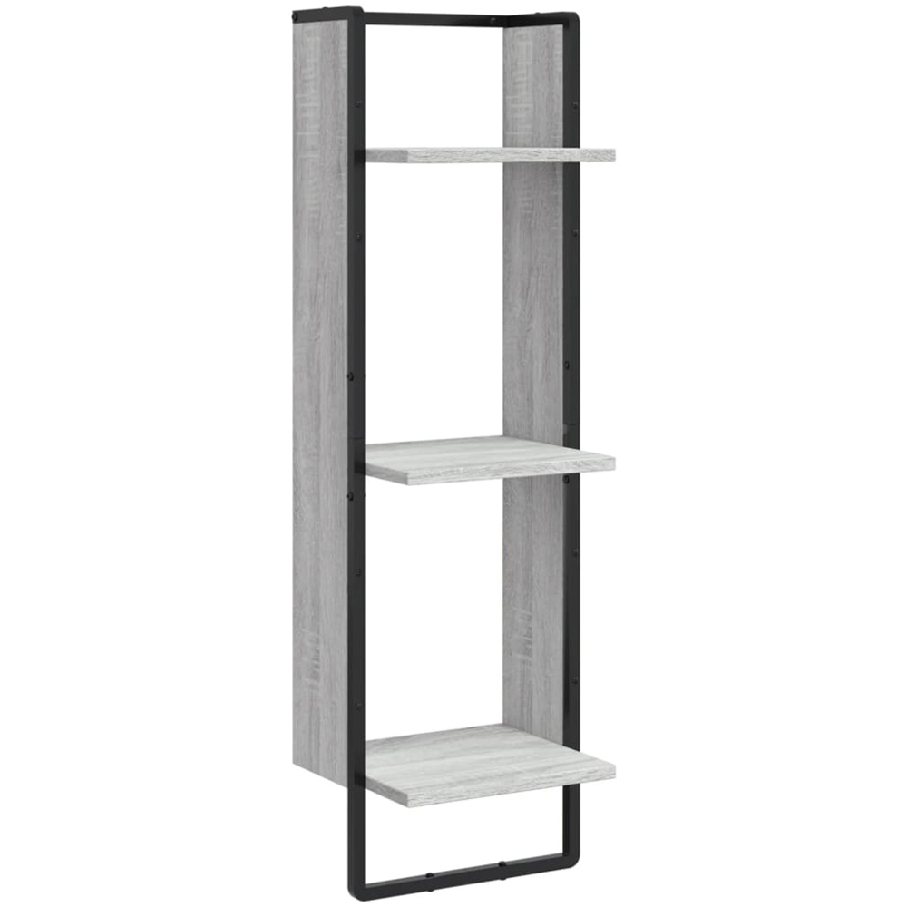 vidaXL 3 Shelf Grey Sonoma Floating Wall Shelf Image 1