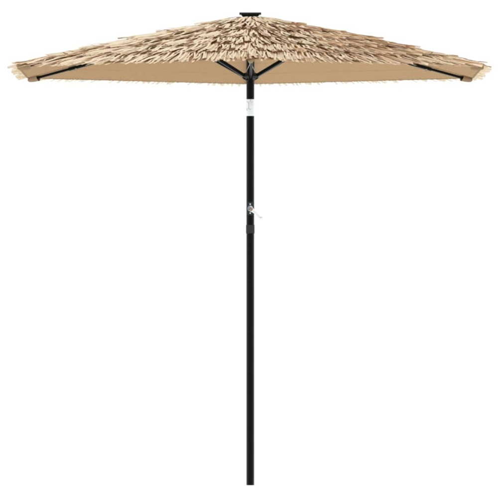 vidaXL Brown LED Light Straw Top Garden Parasol with Steel Pole 2.6m Image 3