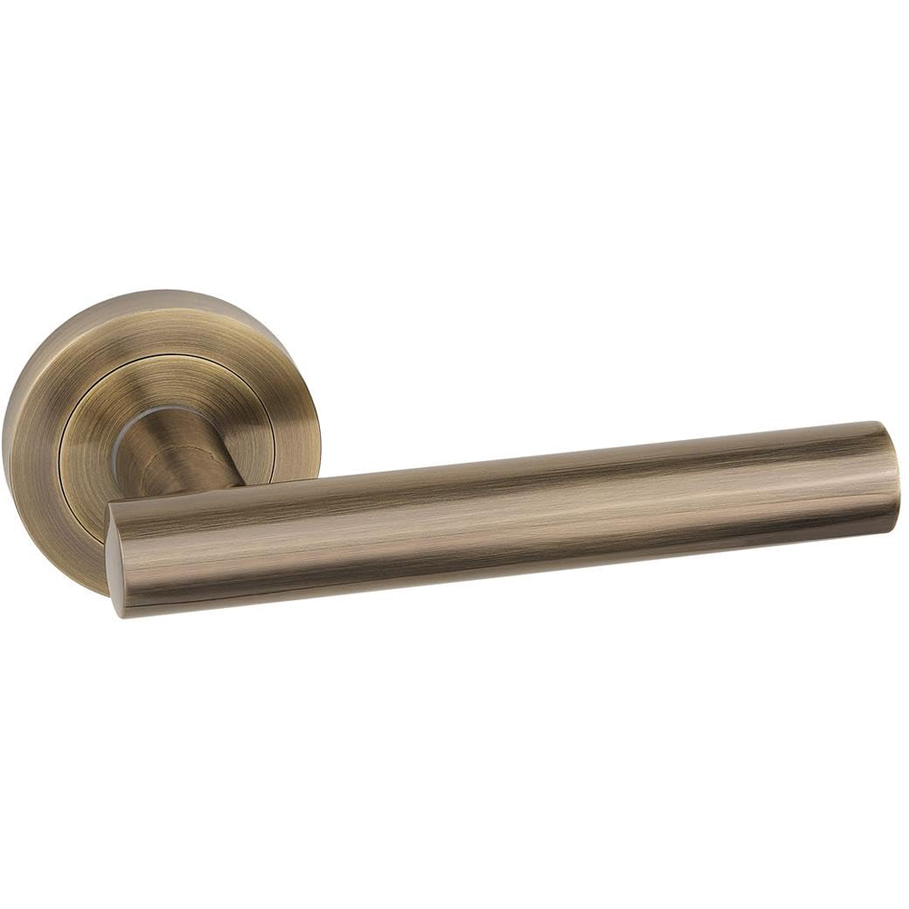 Golden Grace Antique Brass Straight T-Bar Door Handle with Spindle and Fixing Image 2