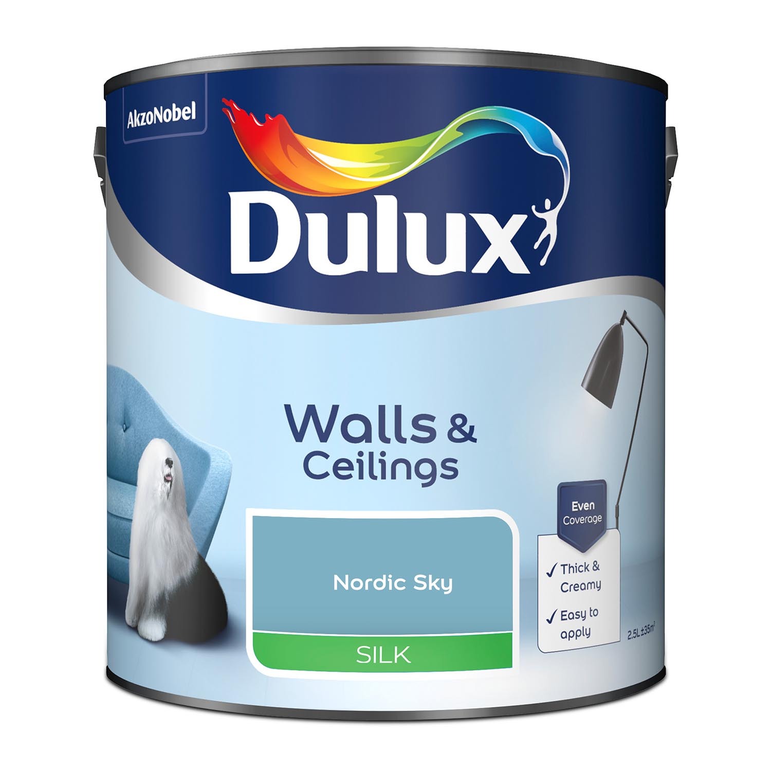 Dulux Walls & Ceilings Nordic Sky Silk Emulsion Paint 2.5L Image 2