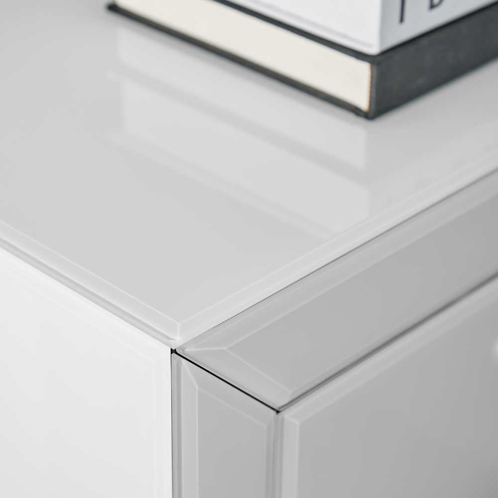 Furniturebox Lacey 3 Drawer White Large Bedside Table Image 3