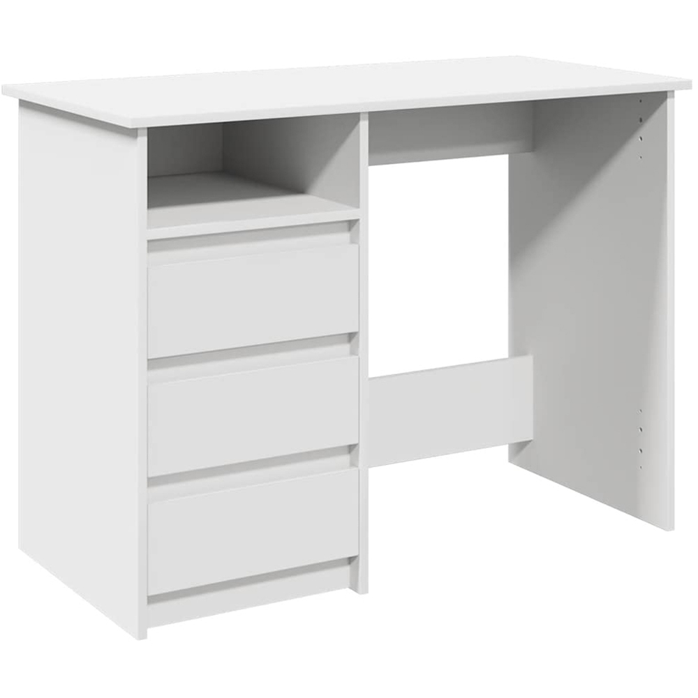 vidaXL 3 Drawer Single Shelf Computer Desk White Image 2