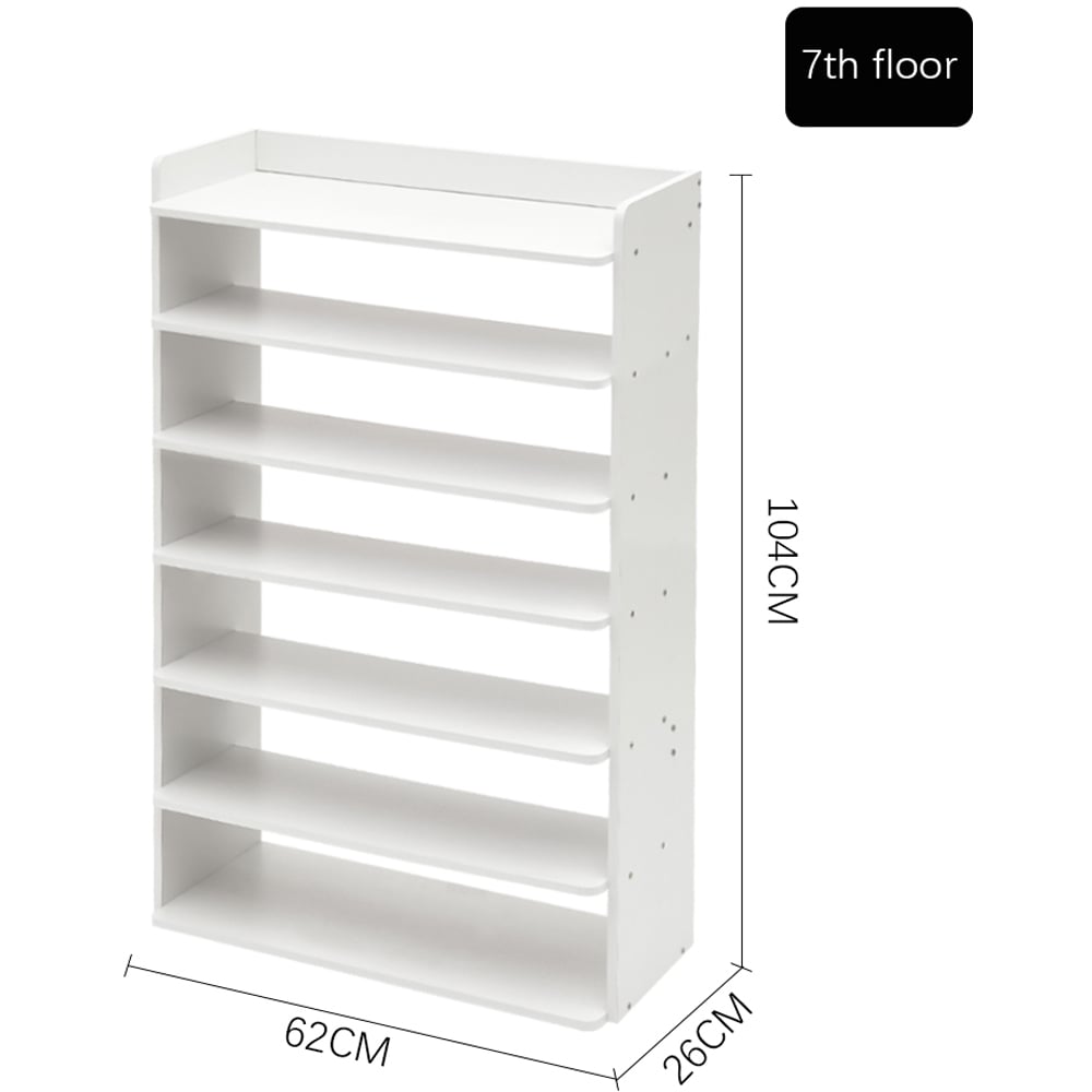 H&O Direct 7 Shelf White Shoe Rack with Raised Guardrail Image 6