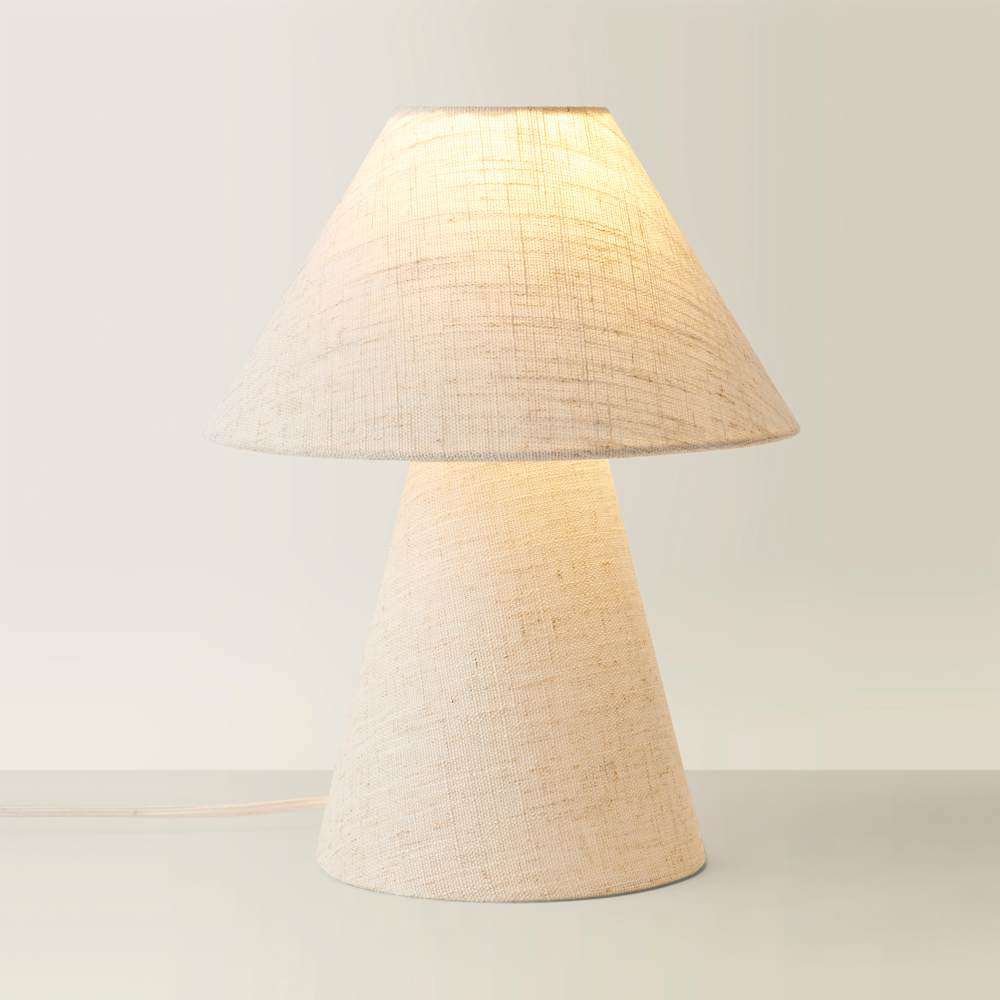 ValueLights Gigi Natural Linen Full Fabric Tapered LED Table Lamp with Bulb Image 4