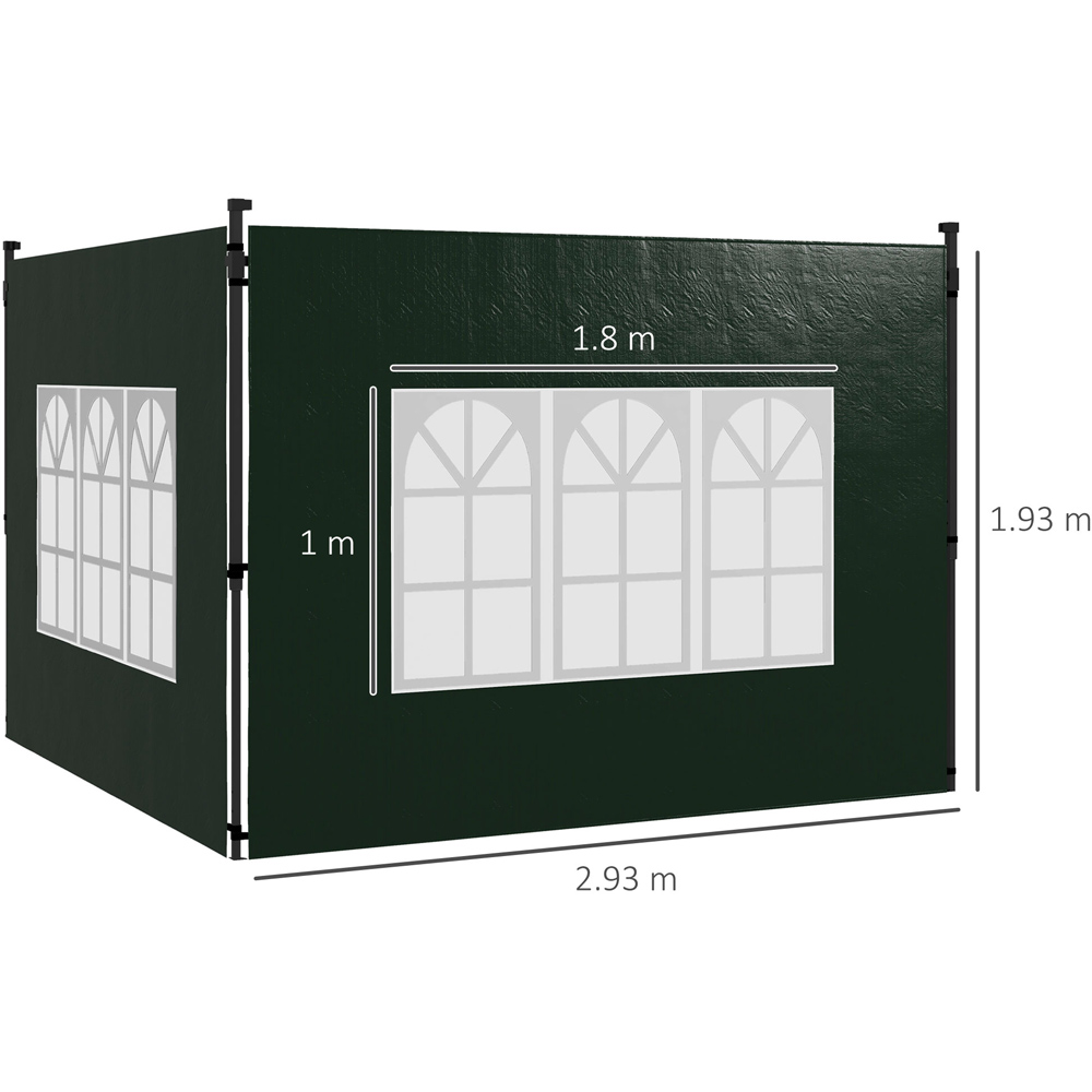 Outsunny 2 x 3m Green Gazebo Replacement Side Panel with Window 2 Pack Image 7
