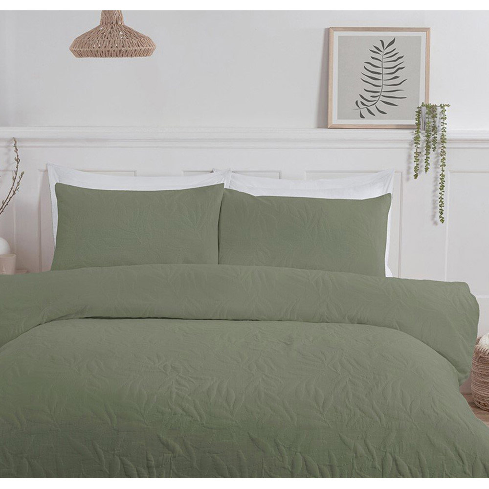 Avery Leaf Duvet Cover and Pillowcase Set - Olive Green / Superking Image 6