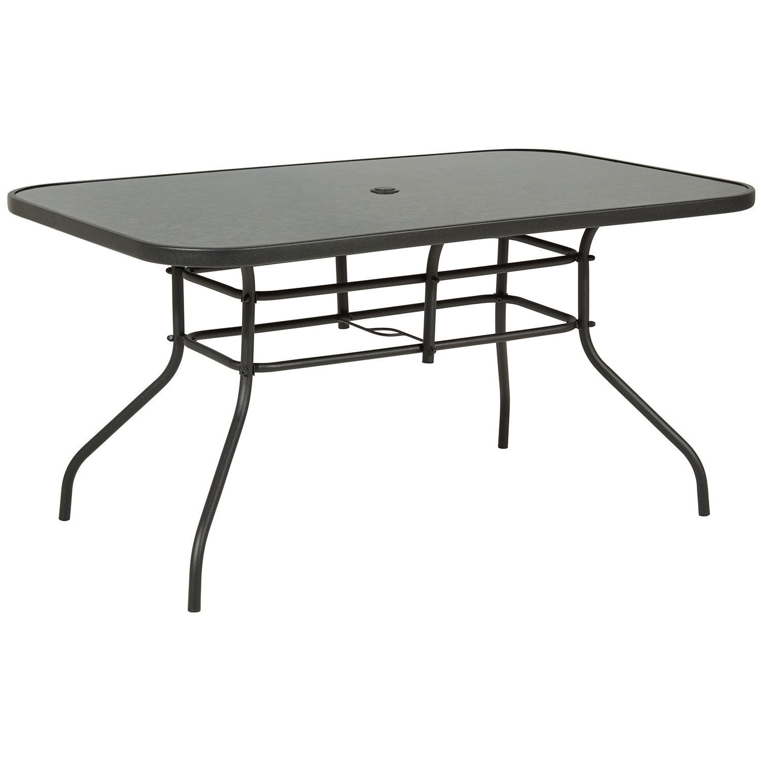 Malay Outdoor Essentials Rio Glass and Steel 6 Seater Large Garden Table Image 2