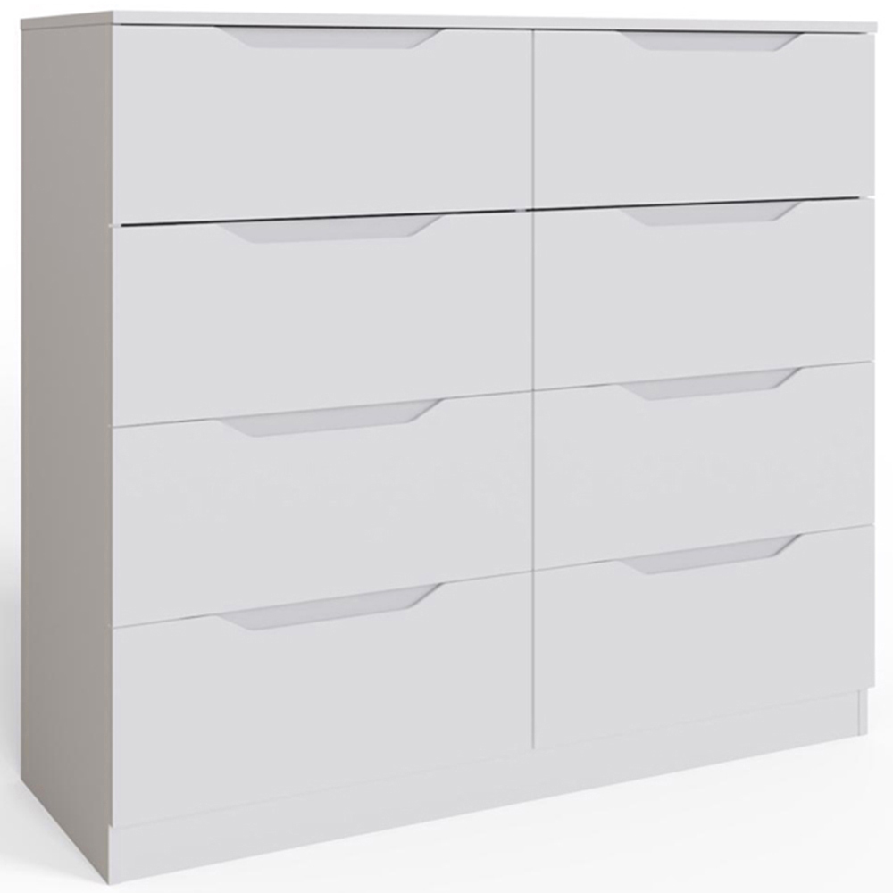FWStyle Luno 8 Drawer White Modern Wide Chest of Drawers Image 2