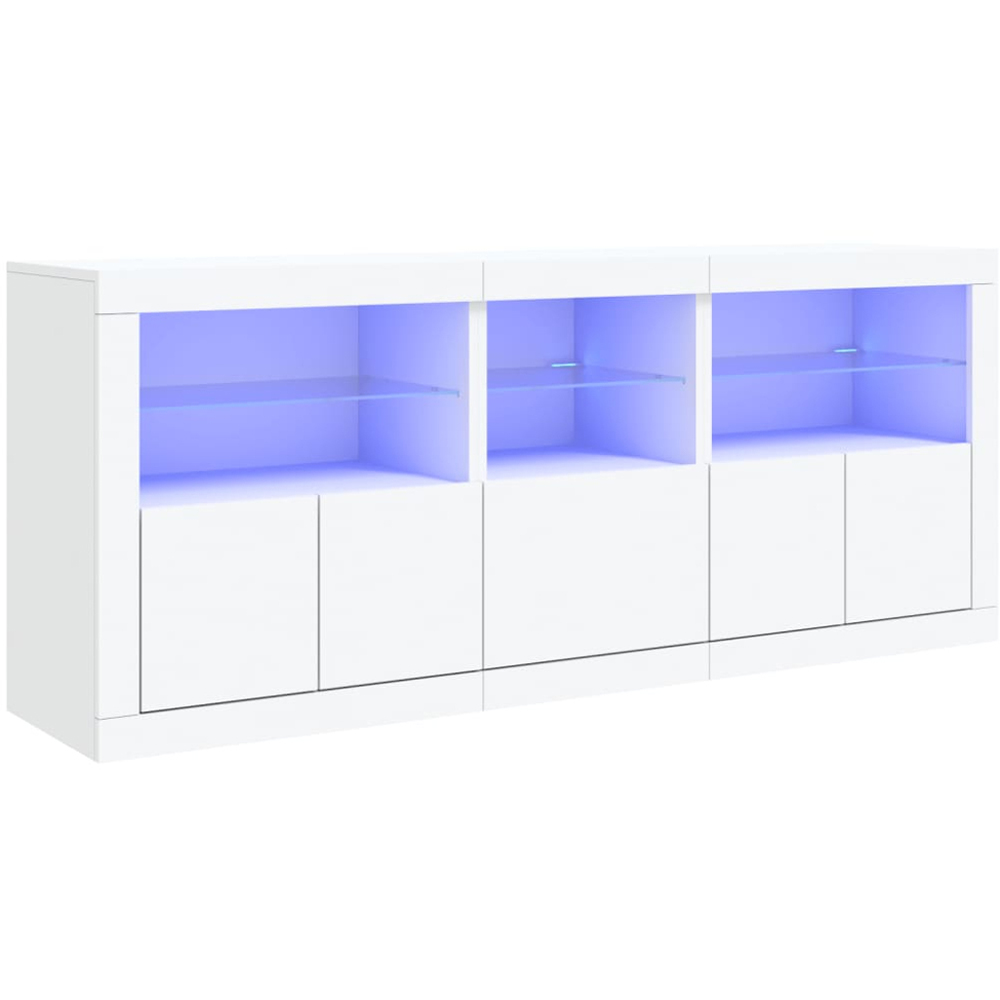 vidaXL 5 Door 6 Shelf White LED Sideboard 3 Piece Image 2