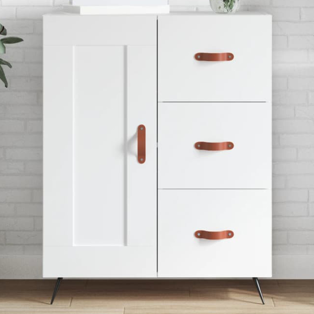 vidaXL Single Door 3 Drawer White Sideboard Image 1