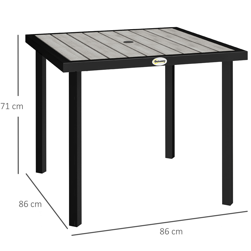 Outsunny 4 Seater Garden Table with Parasol Hole Light Grey Image 9
