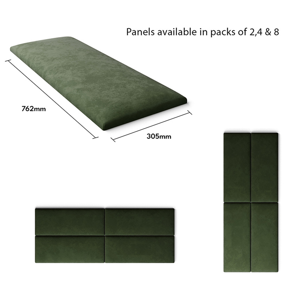 Aspire EasyMount Forest Green Plush Velvet Upholstered Wall Mounted Headboard Panels 2 Pack Image 5