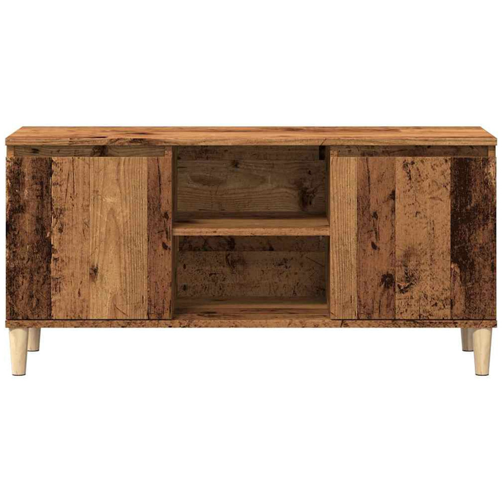 vidaXL 2 Door 2 Shelf Old Oak TV Cabinet with Wooden Legs Image 4