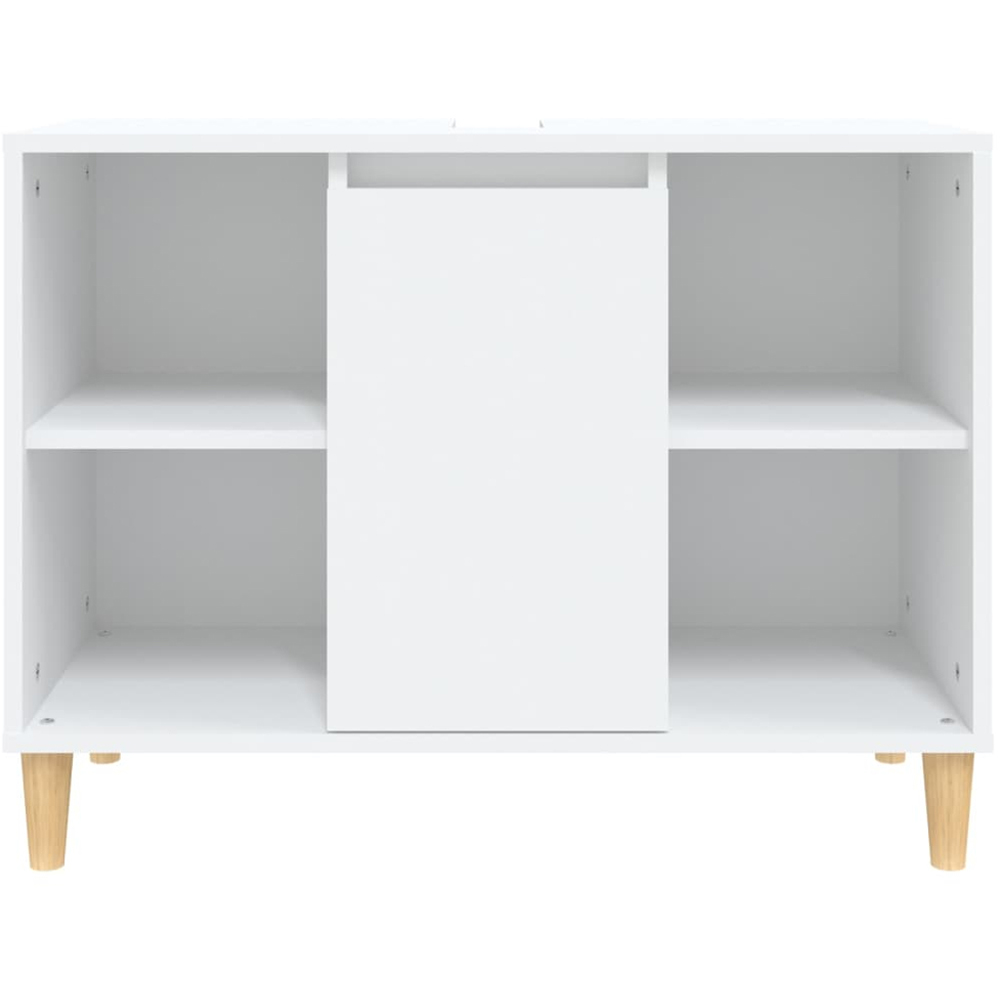 vidaXL Single Door 4 Shelf White Wood Washbasin Cabinet Image 5