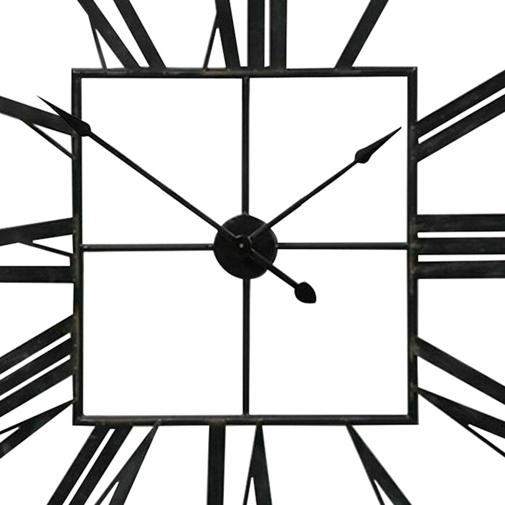 Living and Home Black Square Metal Wall Clock 60cm Image 3