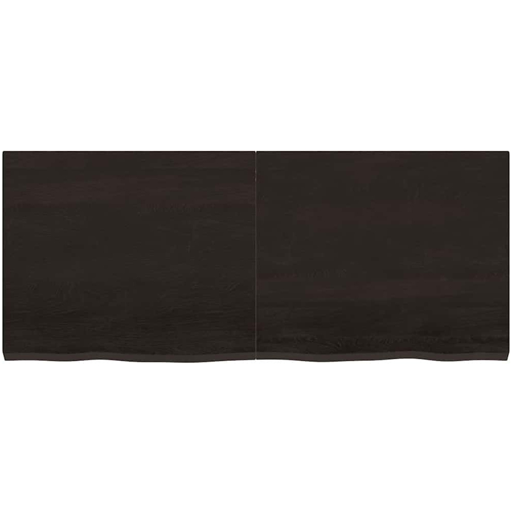 vidaXL 120cm Dark Brown Treated Solid Oak Wood Floating Wall Shelf Image 2