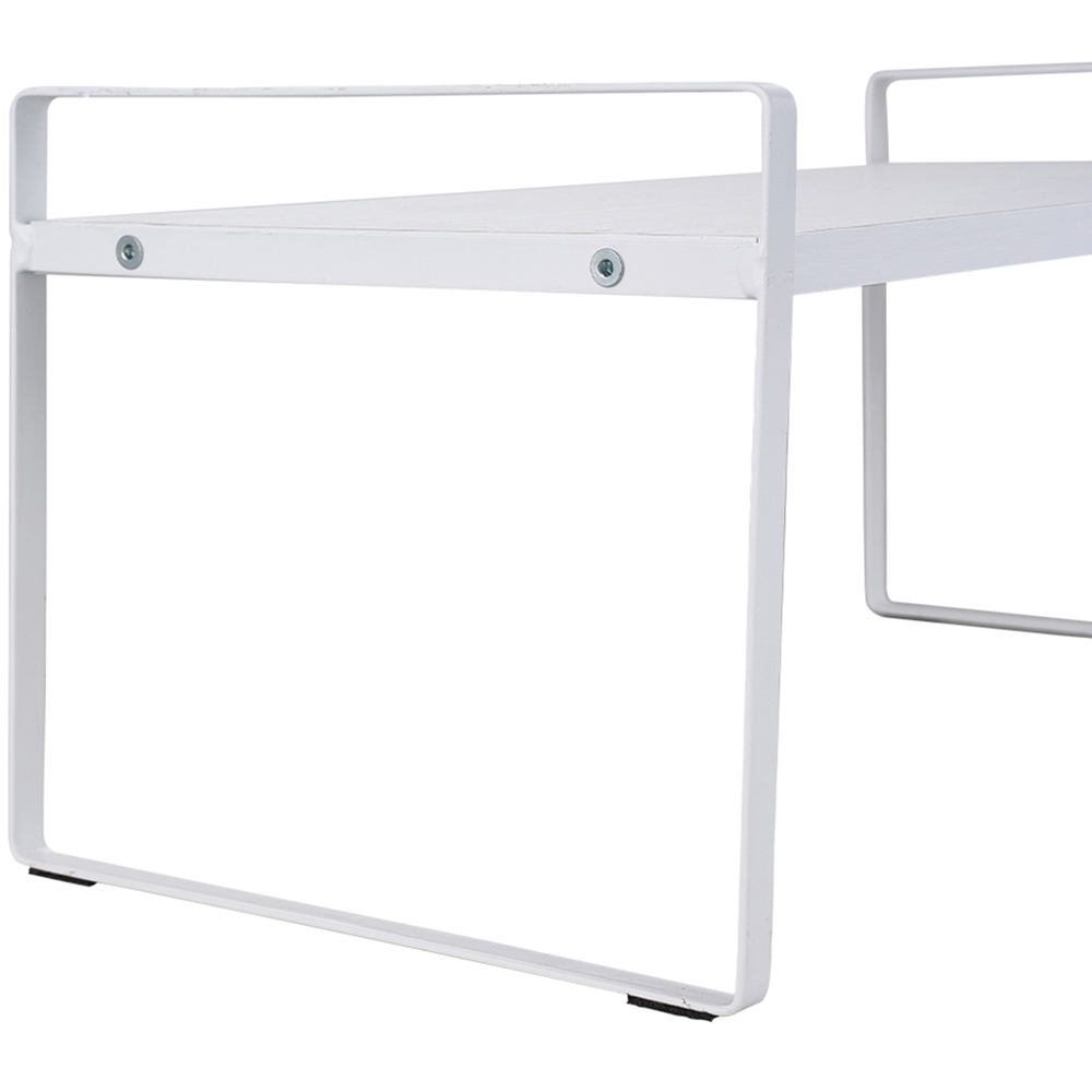 Living and Home White Wood Grain Countertop Storage Shelf with Metal Frame Image 4