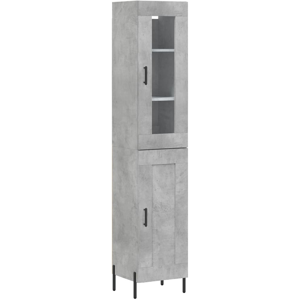 vidaXL 2 Door Concrete Grey Narrow Highboard Image 2