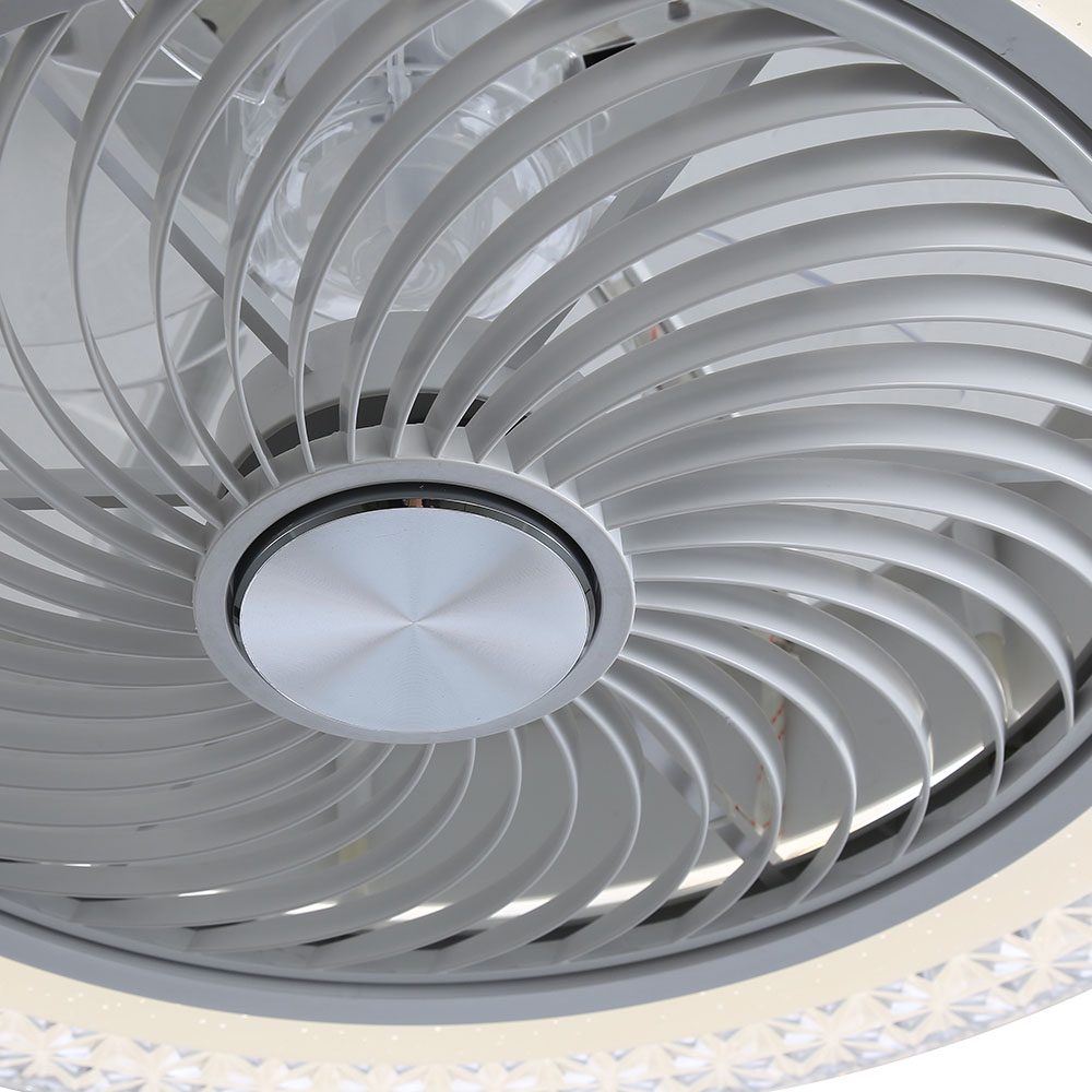 Living and Home White Round Acrylic LED Ceiling Fan Light 20 inch Image 6