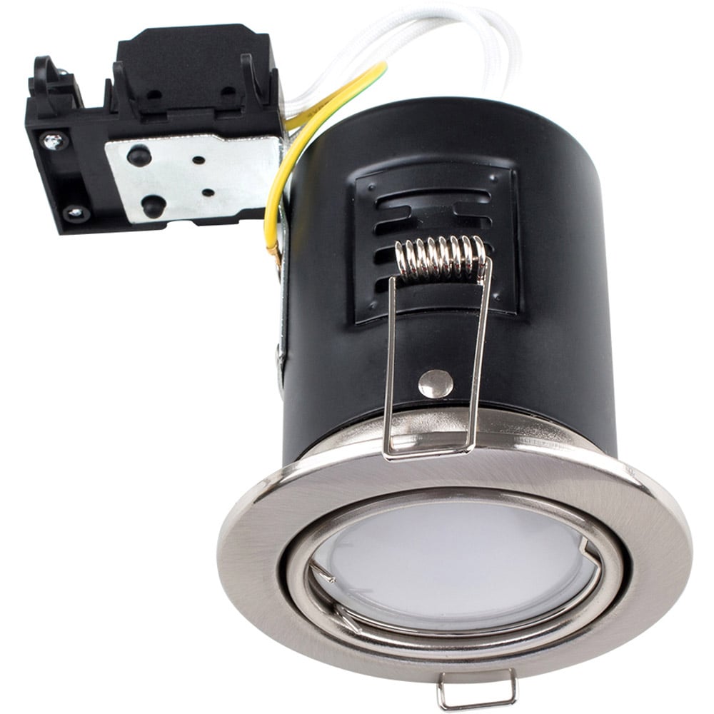 ValueLights Brushed Chrome Tiltable Warm White LED Ceiling Downlight 6 Pack Image 1