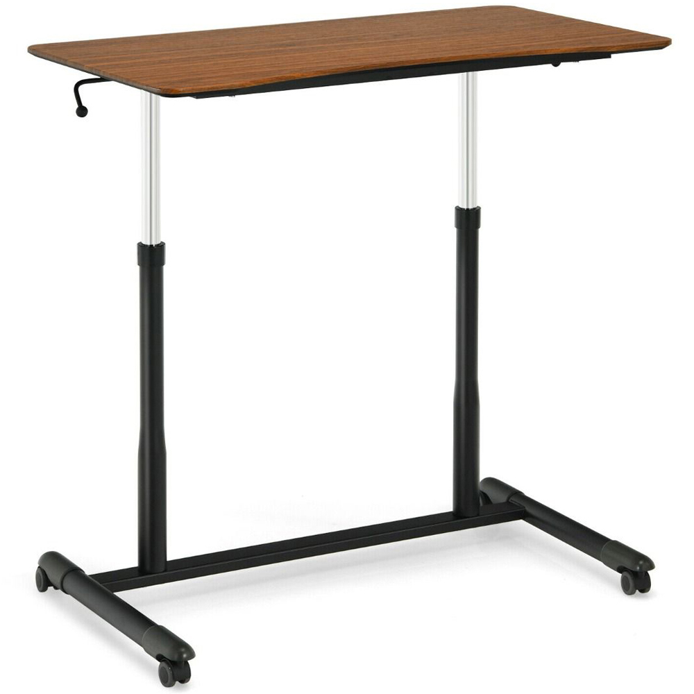 Costway Coffee Adjustable Laptop Table with Wheels Image 2