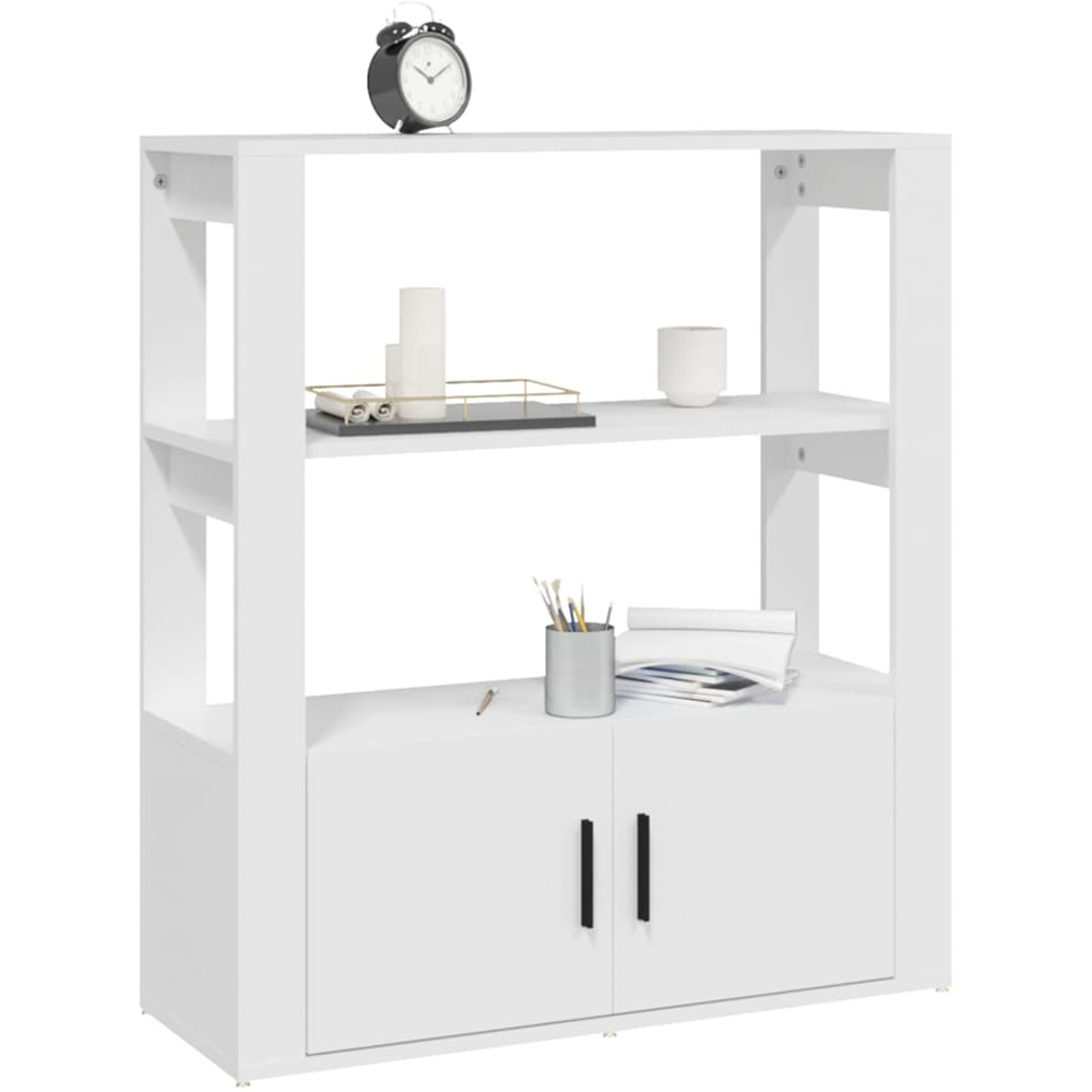vidaXL 2 Door 2 Shelf White Sideboard Image 3