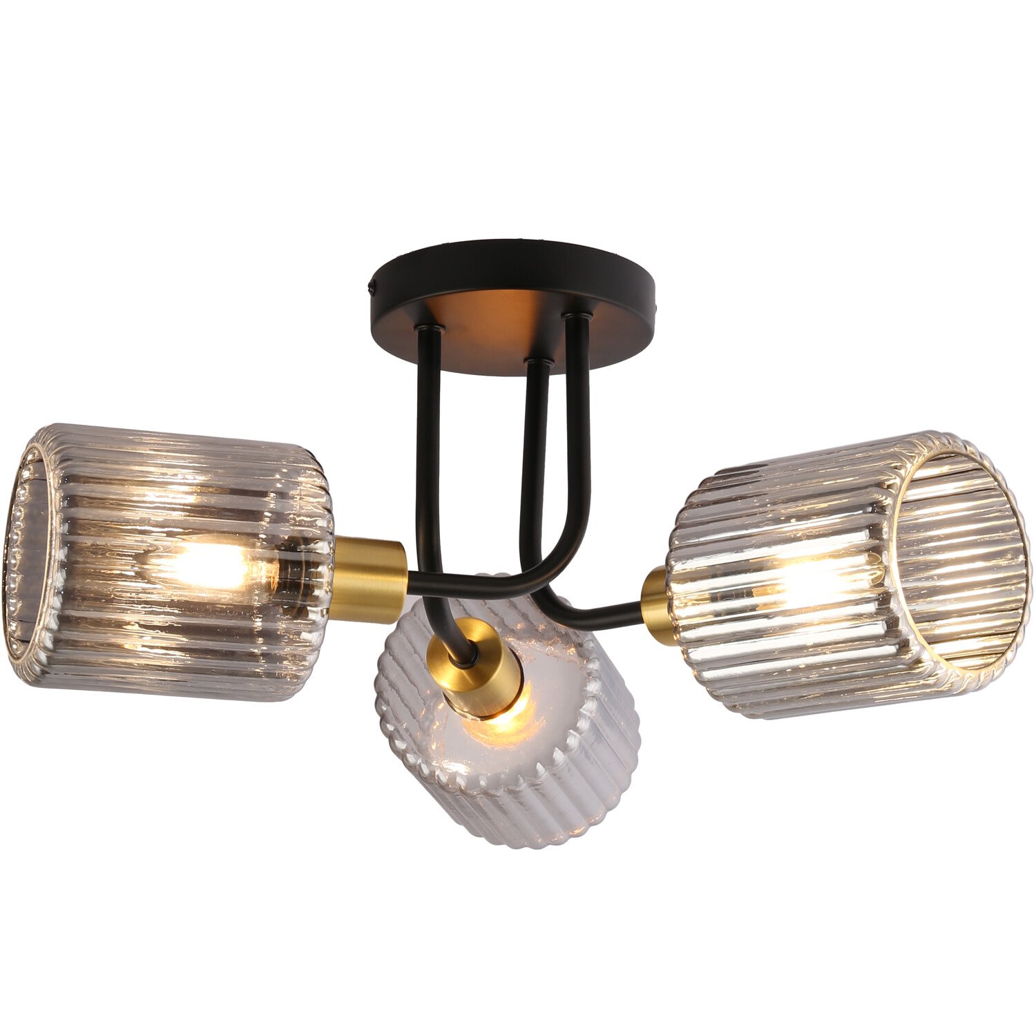 Roman 3 Arm Flush Ceiling Fitting Smoked Black Image 3