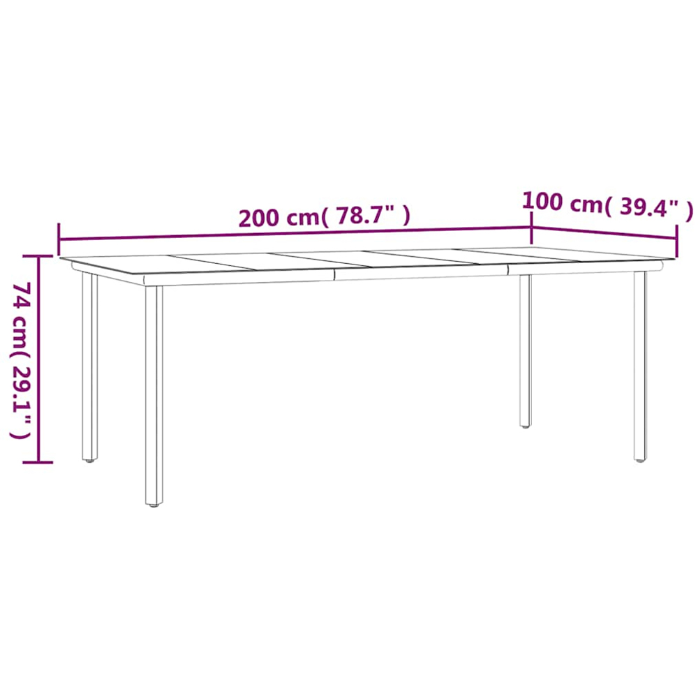 vidaXL 6 Seater Black Powder Coated Steel and Tempered Glass Dining Table Image 7